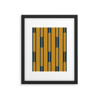 Geo Chain Dark Mustard and Navy Blue Geometric Block Stripes Vertical Pattern Framed Art Print Gallery Image 6