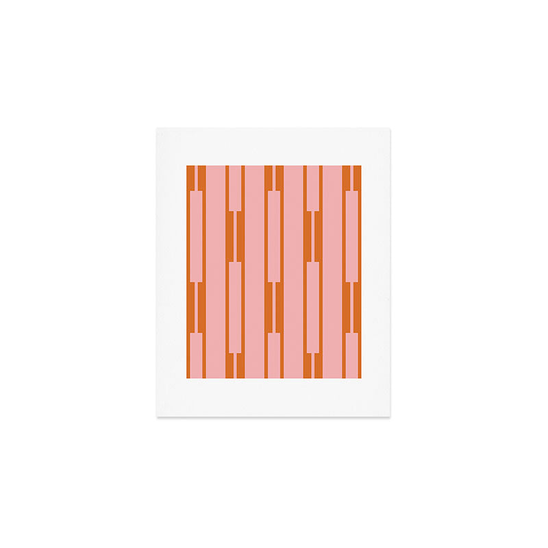 Geo Chain Pink and Orange Geometric Block Stripes Vertical Pattern Art Print Gallery Image 1
