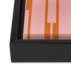Geo Chain Pink and Orange Geometric Block Stripes Vertical Pattern Framed Canvas Print Gallery Image 3