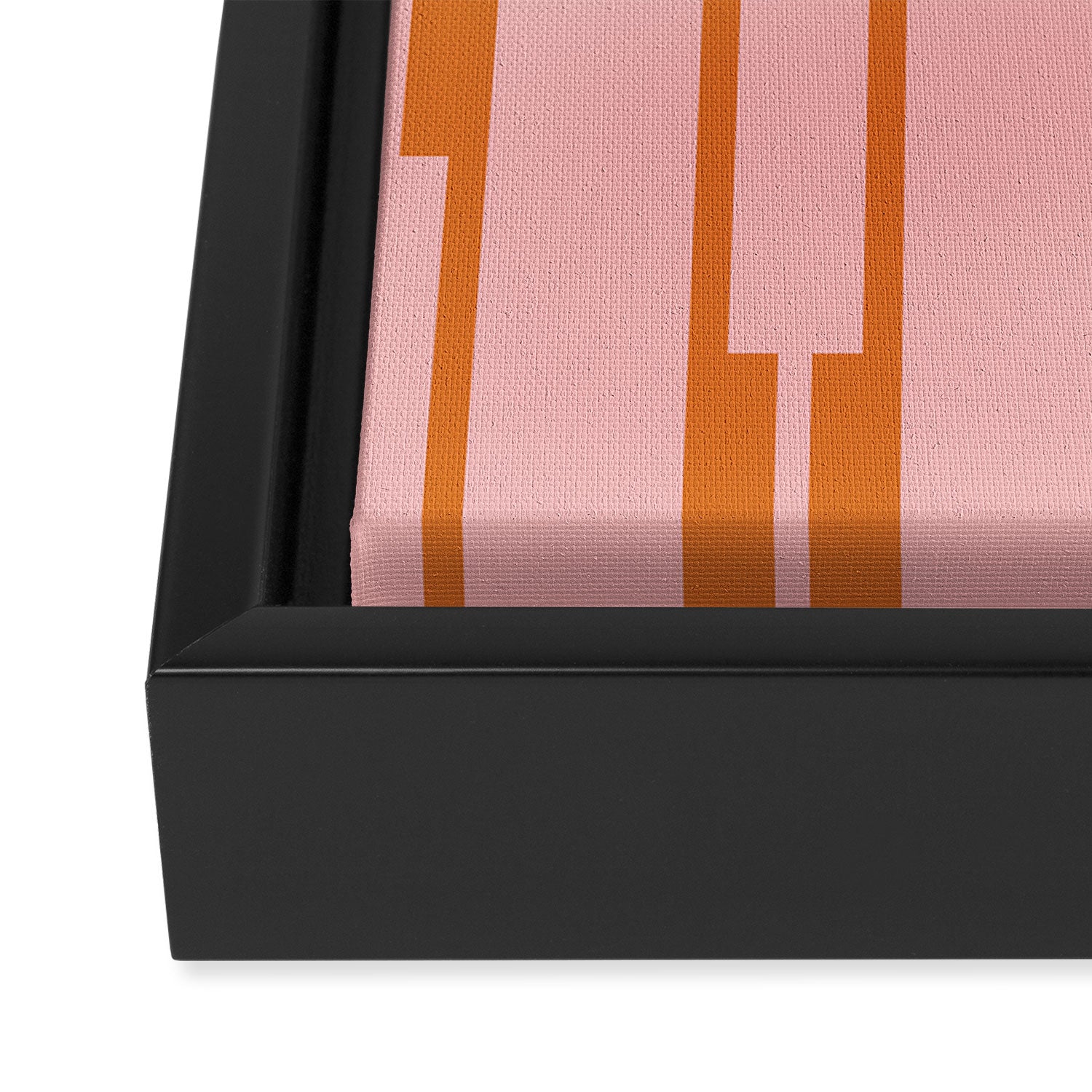 Geo Chain Pink and Orange Geometric Block Stripes Vertical Pattern Framed Canvas Print Gallery Image 3