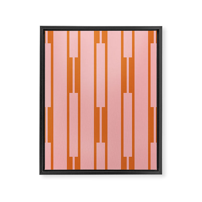 Geo Chain Pink and Orange Geometric Block Stripes Vertical Pattern Framed Canvas Print Gallery Image 1