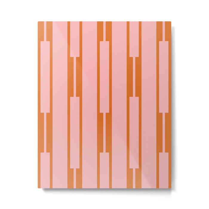 Geo Chain Pink and Orange Geometric Block Stripes Vertical Pattern Metal Print Gallery Image 1