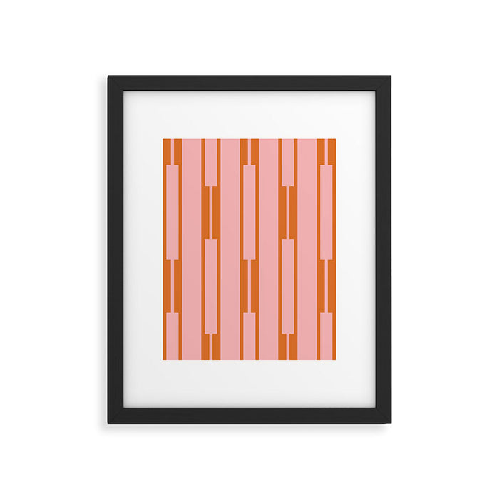 Geo Chain Pink and Orange Geometric Block Stripes Vertical Pattern Framed Art Print Gallery Image 1