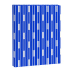 Geo Chain Vertical Block Stripe Pattern in Royal Blue and White Canvas Print Gallery Image 8