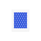 Geo Chain Vertical Block Stripe Pattern in Royal Blue and White Art Print Gallery Image 1