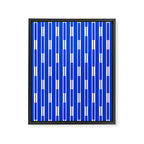 Geo Chain Vertical Block Stripe Pattern in Royal Blue and White Framed Canvas Print Gallery Image 8