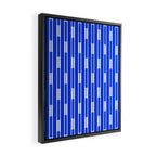 Geo Chain Vertical Block Stripe Pattern in Royal Blue and White Framed Canvas Print Gallery Image 2