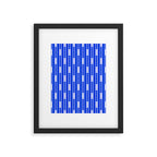 Geo Chain Vertical Block Stripe Pattern in Royal Blue and White Framed Art Print Gallery Image 6