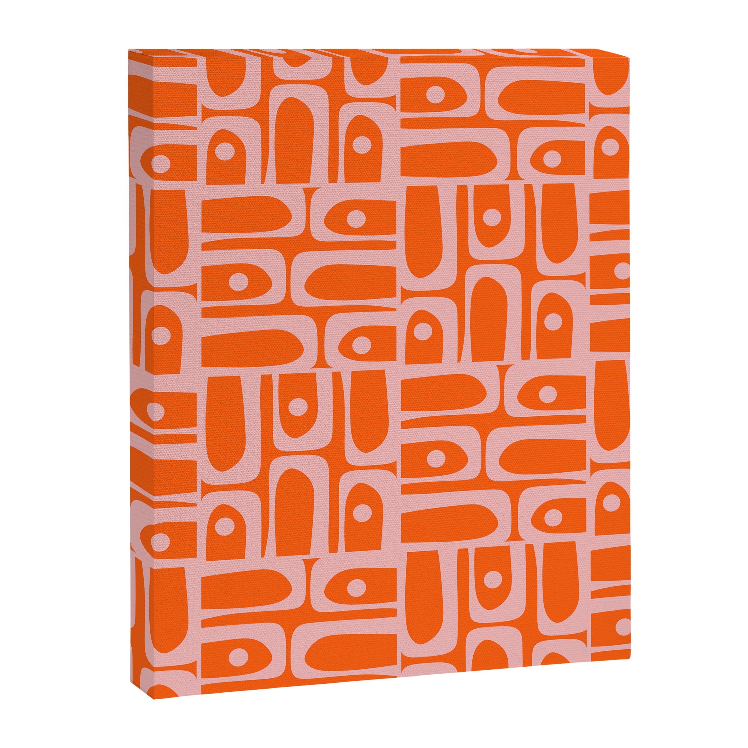 Geometric Abstract Piquet Multi Pattern in Contemporary Orange and Pink Canvas Print Gallery Image 8