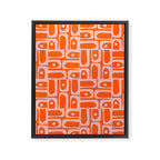 Geometric Abstract Piquet Multi Pattern in Contemporary Orange and Pink Framed Canvas Print Gallery Image 8