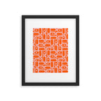 Geometric Abstract Piquet Multi Pattern in Contemporary Orange and Pink Framed Art Print Gallery Image 6