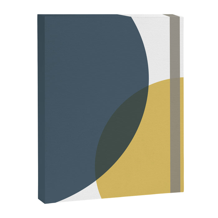 Geometric Abstraction 3 in Mustard, Navy, Gray, and White Canvas Print Gallery Image 1