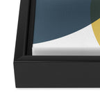 Geometric Abstraction 3 in Mustard, Navy, Gray, and White Framed Canvas Print Gallery Image 3