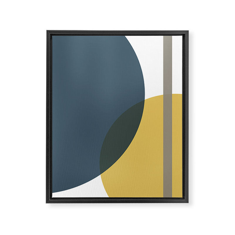 Geometric Abstraction 3 in Mustard, Navy, Gray, and White Framed Canvas Print Gallery Image 8
