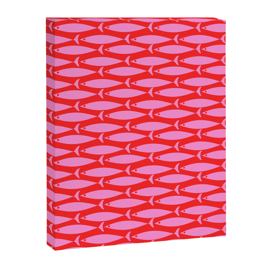 Geometric Fish Preppy Pink and Red Pattern Canvas Print Gallery Image 8