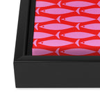 Geometric Fish Preppy Pink and Red Pattern Framed Canvas Print Gallery Image 3