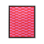 Geometric Fish Preppy Pink and Red Pattern Framed Canvas Print Gallery Image 8