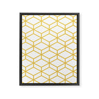 Geometric Honeycomb Lattice in Mustard Yellow and White. Modern Clean Minimalist Framed Canvas Print Gallery Image 8