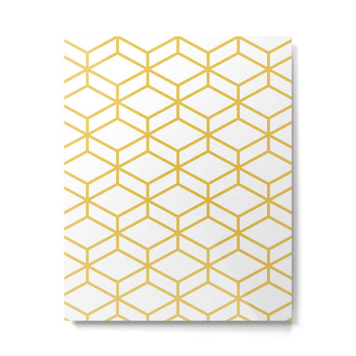 Geometric Honeycomb Lattice in Mustard Yellow and White. Modern Clean Minimalist Metal Print Gallery Image 1