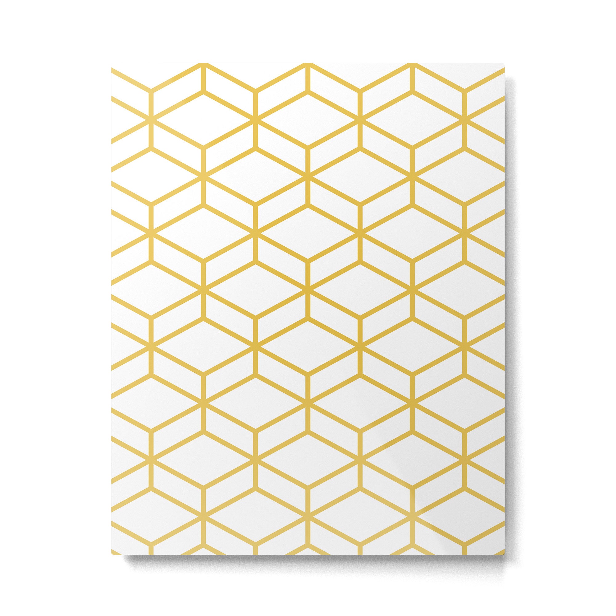 Geometric Honeycomb Lattice in Mustard Yellow and White. Modern Clean Minimalist Metal Print Gallery Image 6