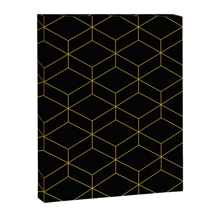 Geometric Honeycomb Lattice Pattern in Light Mustard and Black Canvas Print Gallery Image 1