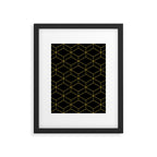 Geometric Honeycomb Lattice Pattern in Light Mustard and Black Framed Art Print Gallery Image 6