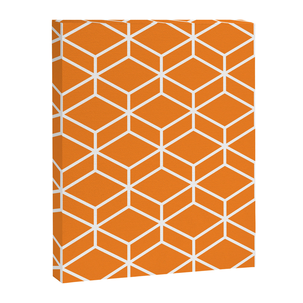 Geometric Honeycomb Pattern in White and Orange Canvas Print Gallery Image 8