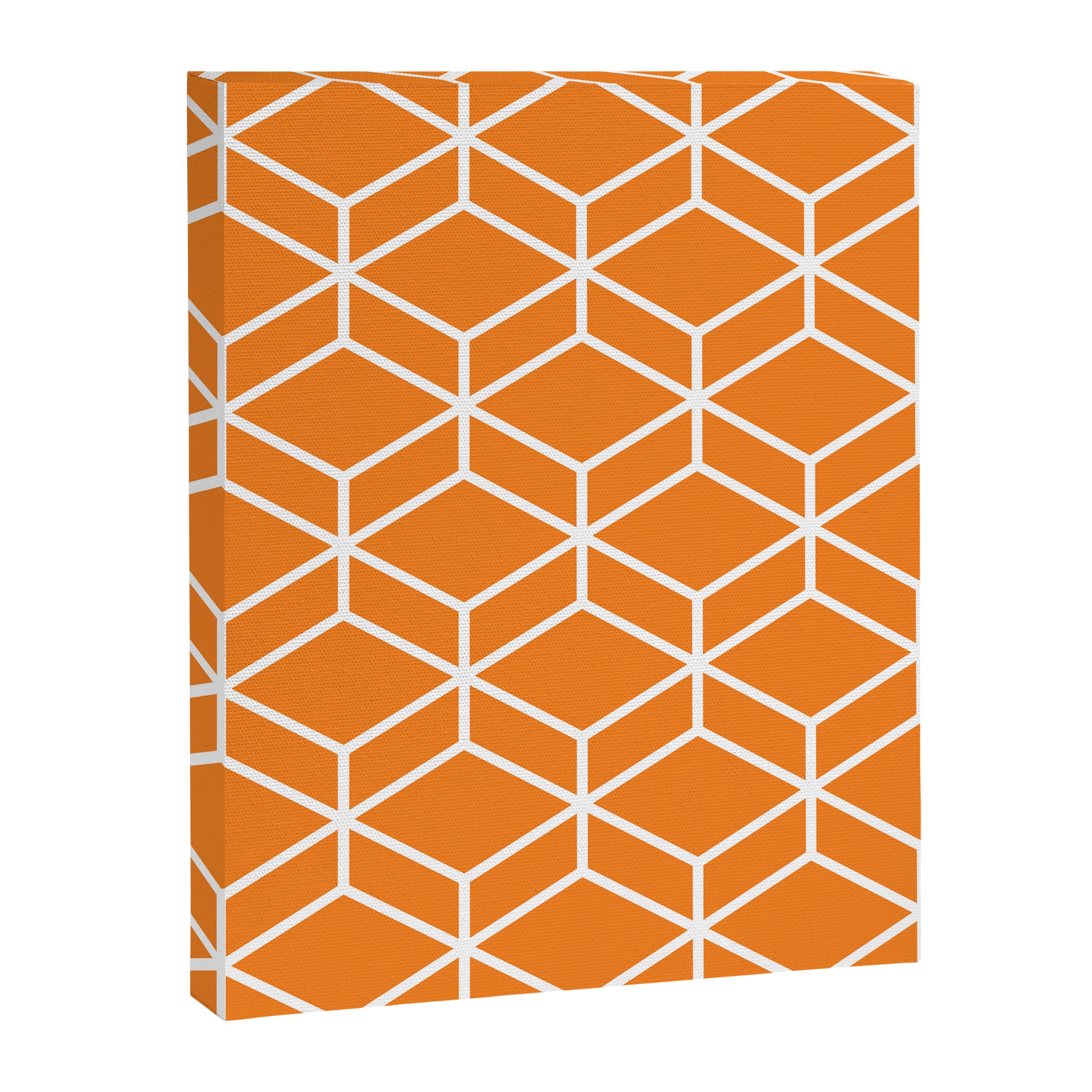 Geometric Honeycomb Pattern in White and Orange Canvas Print Gallery Image 8