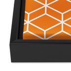 Geometric Honeycomb Pattern in White and Orange Framed Canvas Print Gallery Image 3