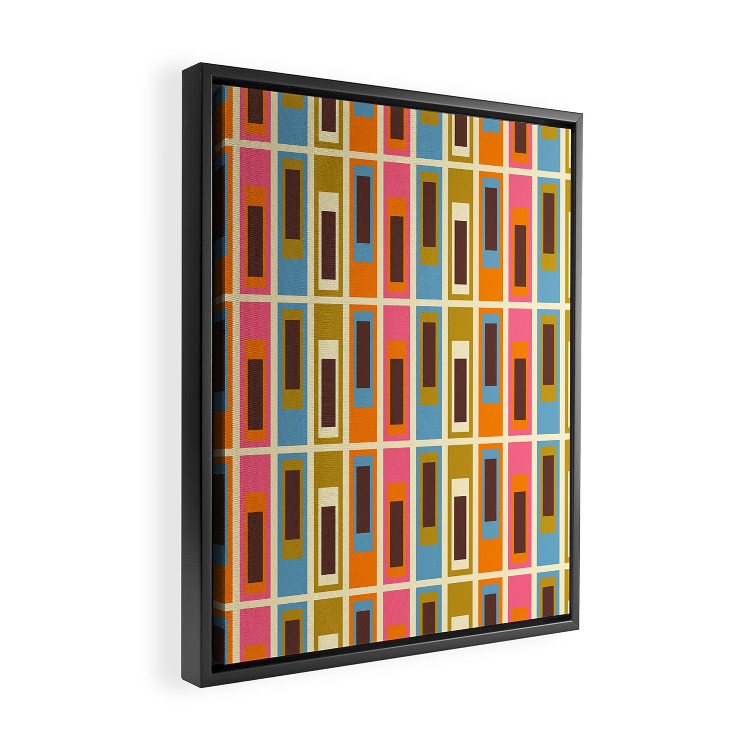 Geometric Mid Century Modern Eclectic Lexington Ave Pattern Framed Canvas Print Gallery Image 2
