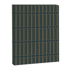 Geometric Minimalist Geo Box Striped Pattern in Navy Blue Mustard Gray Canvas Print Gallery Image 6