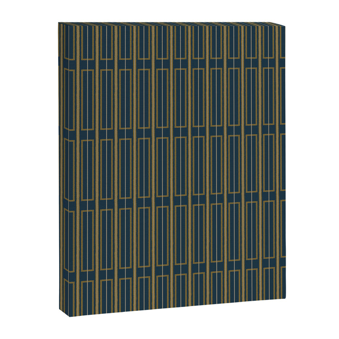 Geometric Minimalist Geo Box Striped Pattern in Navy Blue Mustard Gray Canvas Print Gallery Image 1