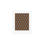 Geometric Minimalist Geo Chain Vertical Stripe Pattern in Sky Blue and Chestnut Brown Art Print Gallery Image 1