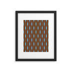 Geometric Minimalist Geo Chain Vertical Stripe Pattern in Sky Blue and Chestnut Brown Framed Art Print Gallery Image 6