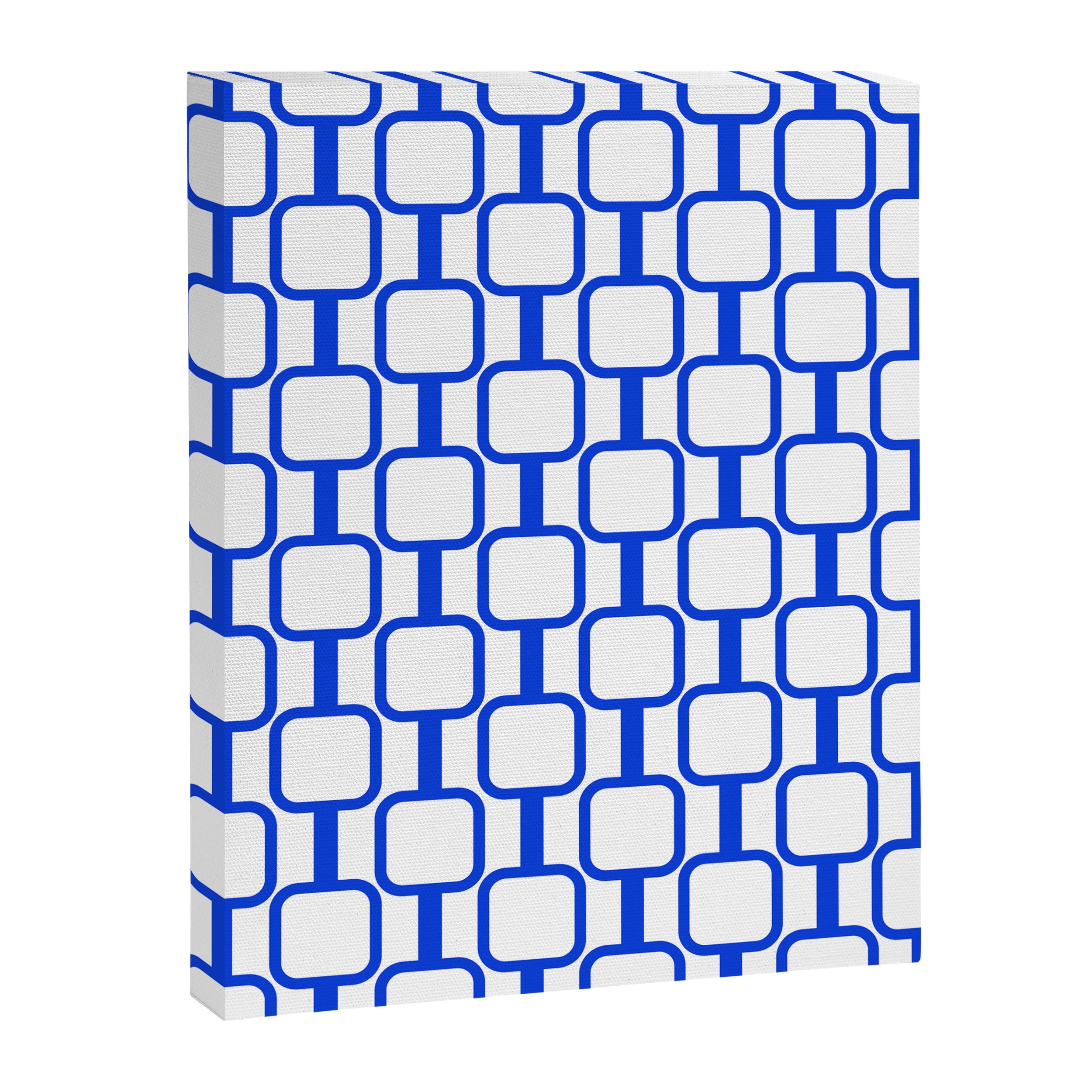 Geometric Mod Links Midcentury Modern Pattern Royal Blue and White Canvas Print Gallery Image 8