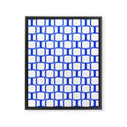 Geometric Mod Links Midcentury Modern Pattern Royal Blue and White Framed Canvas Print Gallery Image 8