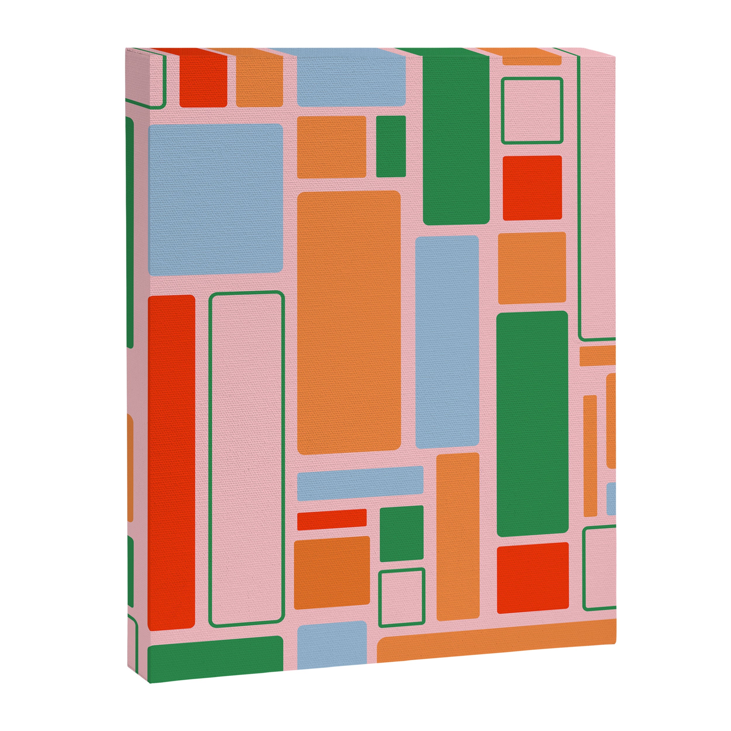 Geometric Modulus Retro Contemporary Pattern Pink Light Blue Orange Green Canvas Print Gallery Image 8