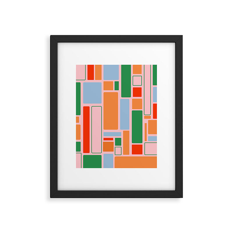 Geometric Modulus Retro Contemporary Pattern Pink Light Blue Orange Green Framed Art Print Gallery Image 6