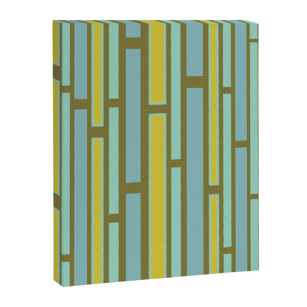 Geometric Portal 1 in Chartreuse Olive Blue Canvas Print Gallery Image 6