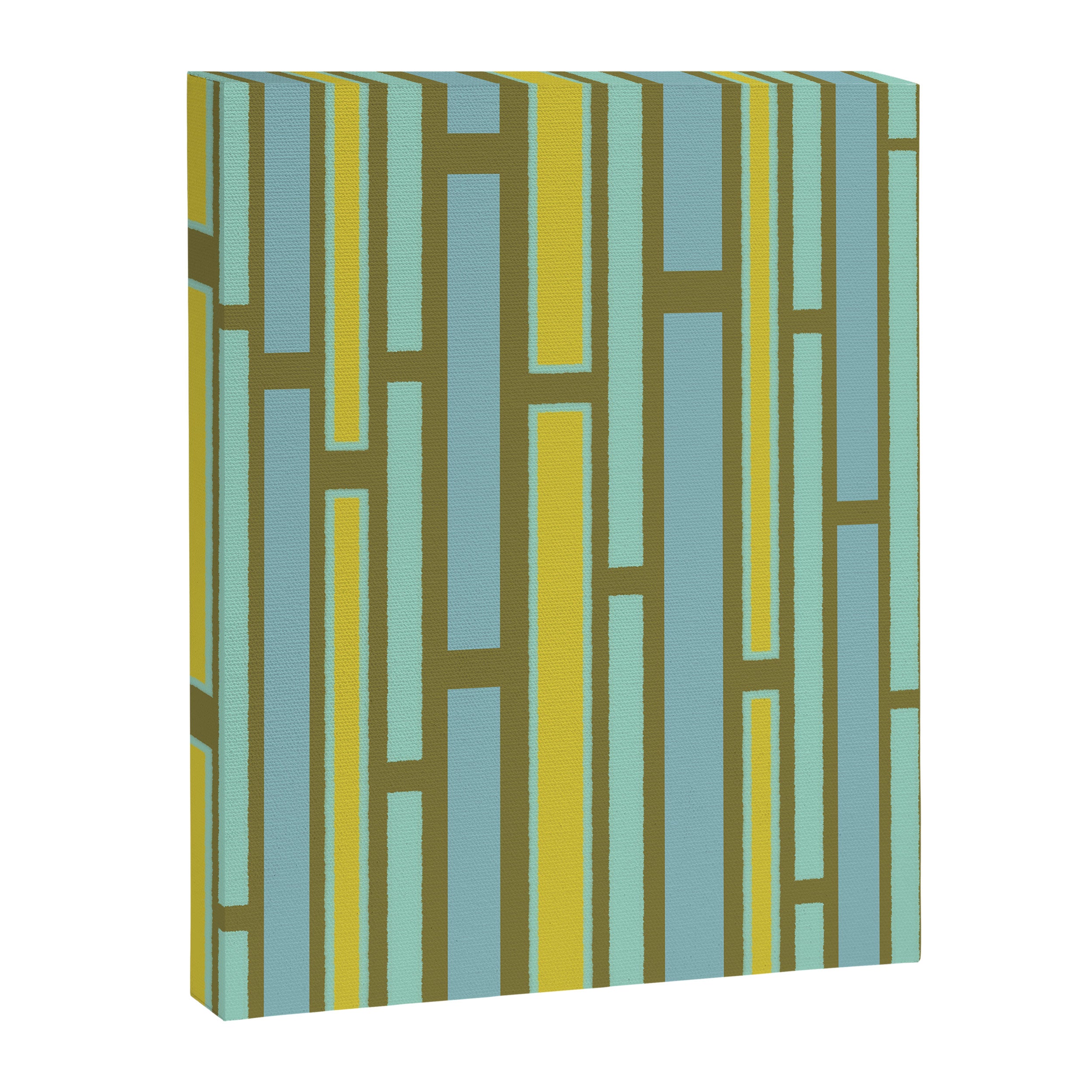 Geometric Portal 1 in Chartreuse Olive Blue Canvas Print Gallery Image 6