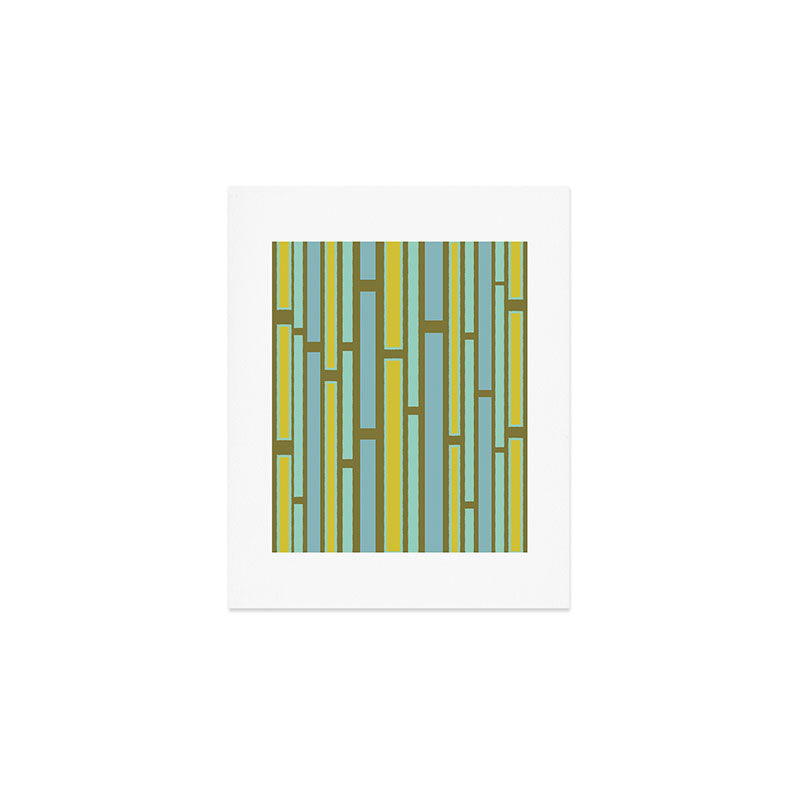 Geometric Portal 1 in Chartreuse Olive Blue Art Print Gallery Image 1
