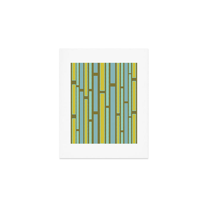 Geometric Portal 1 in Chartreuse Olive Blue Art Print Gallery Image 1