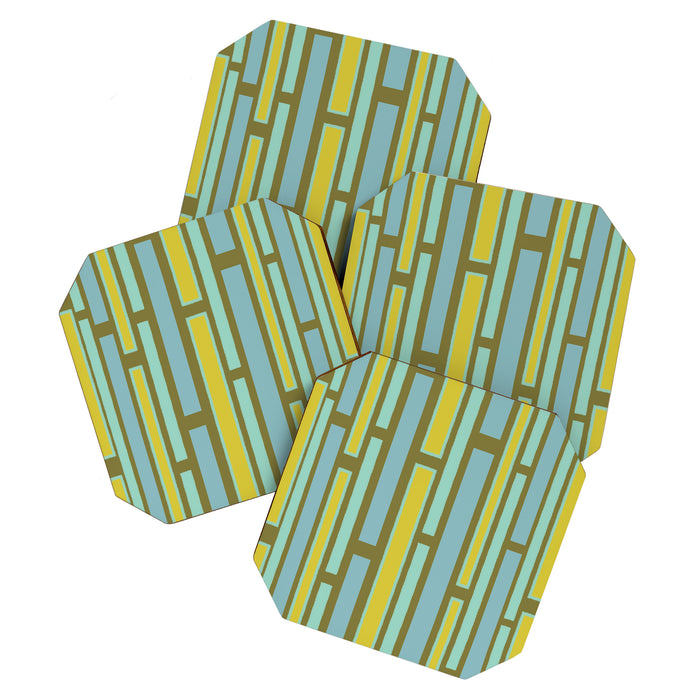 Geometric Portal 1 in Chartreuse Olive Blue Coaster Gallery Image 1