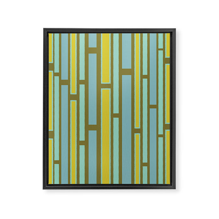 Geometric Portal 1 in Chartreuse Olive Blue Framed Canvas Print Gallery Image 1