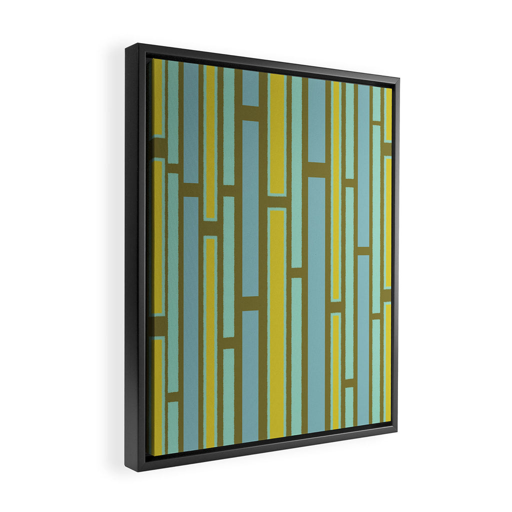 Geometric Portal 1 in Chartreuse Olive Blue Framed Canvas Print Gallery Image 2