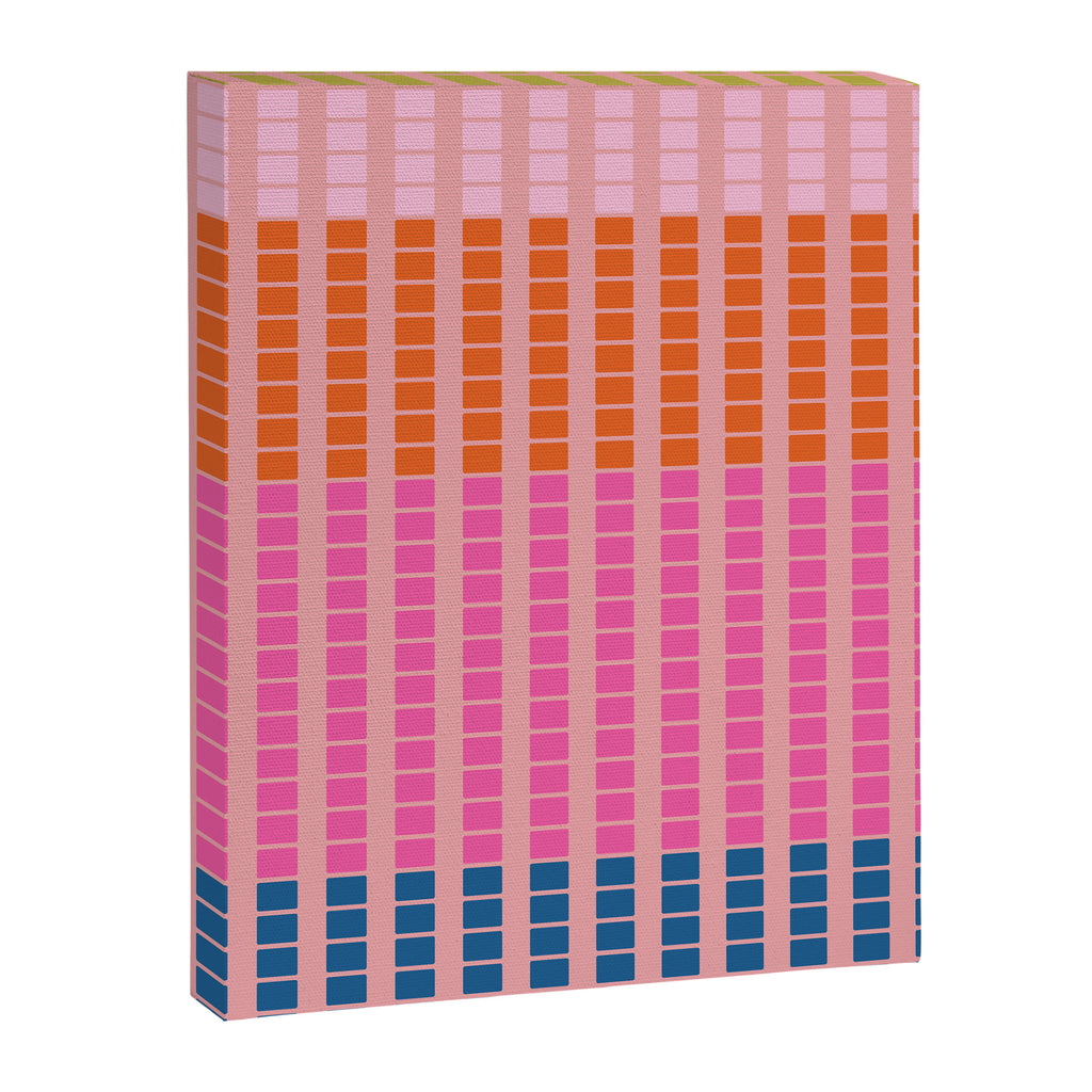Geometric Stacked Stripes Vertical Multicolor Pattern in Pink Orange Blue Canvas Print Gallery Image 8
