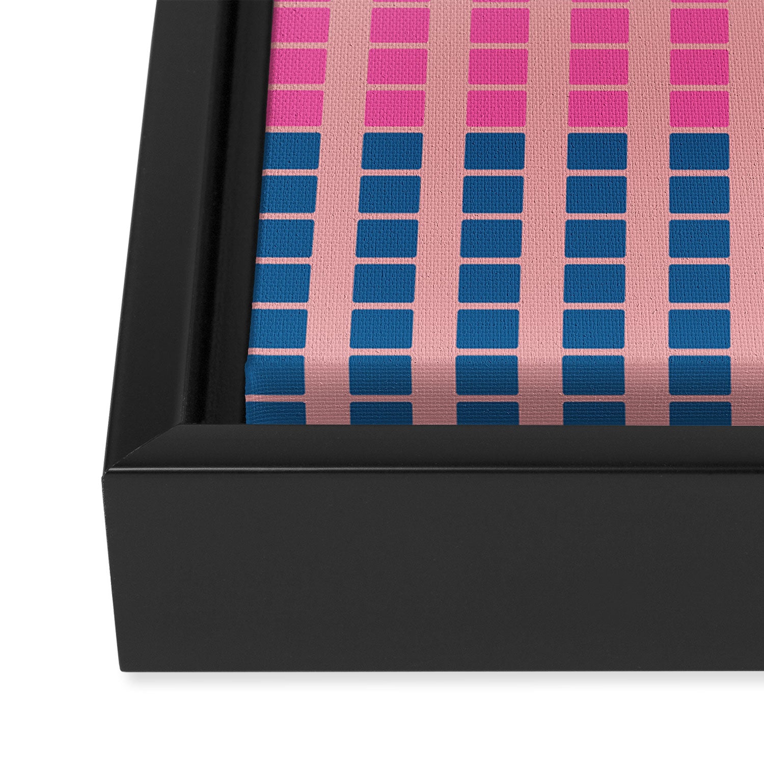 Geometric Stacked Stripes Vertical Multicolor Pattern in Pink Orange Blue Framed Canvas Print Gallery Image 3