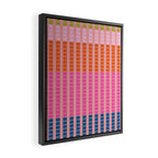 Geometric Stacked Stripes Vertical Multicolor Pattern in Pink Orange Blue Framed Canvas Print Gallery Image 2