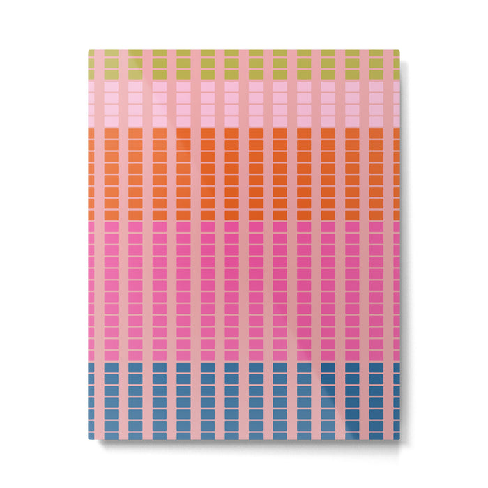 Geometric Stacked Stripes Vertical Multicolor Pattern in Pink Orange Blue Metal Print Gallery Image 1