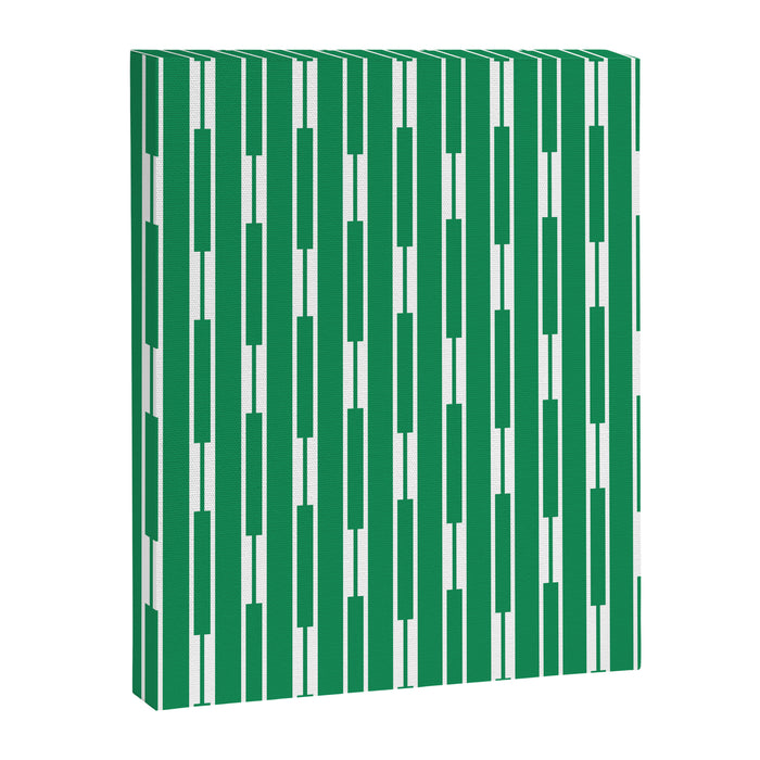 Geometric Striped Geo Chain Vertical Pattern in Kelly Green and White Canvas Print Gallery Image 1